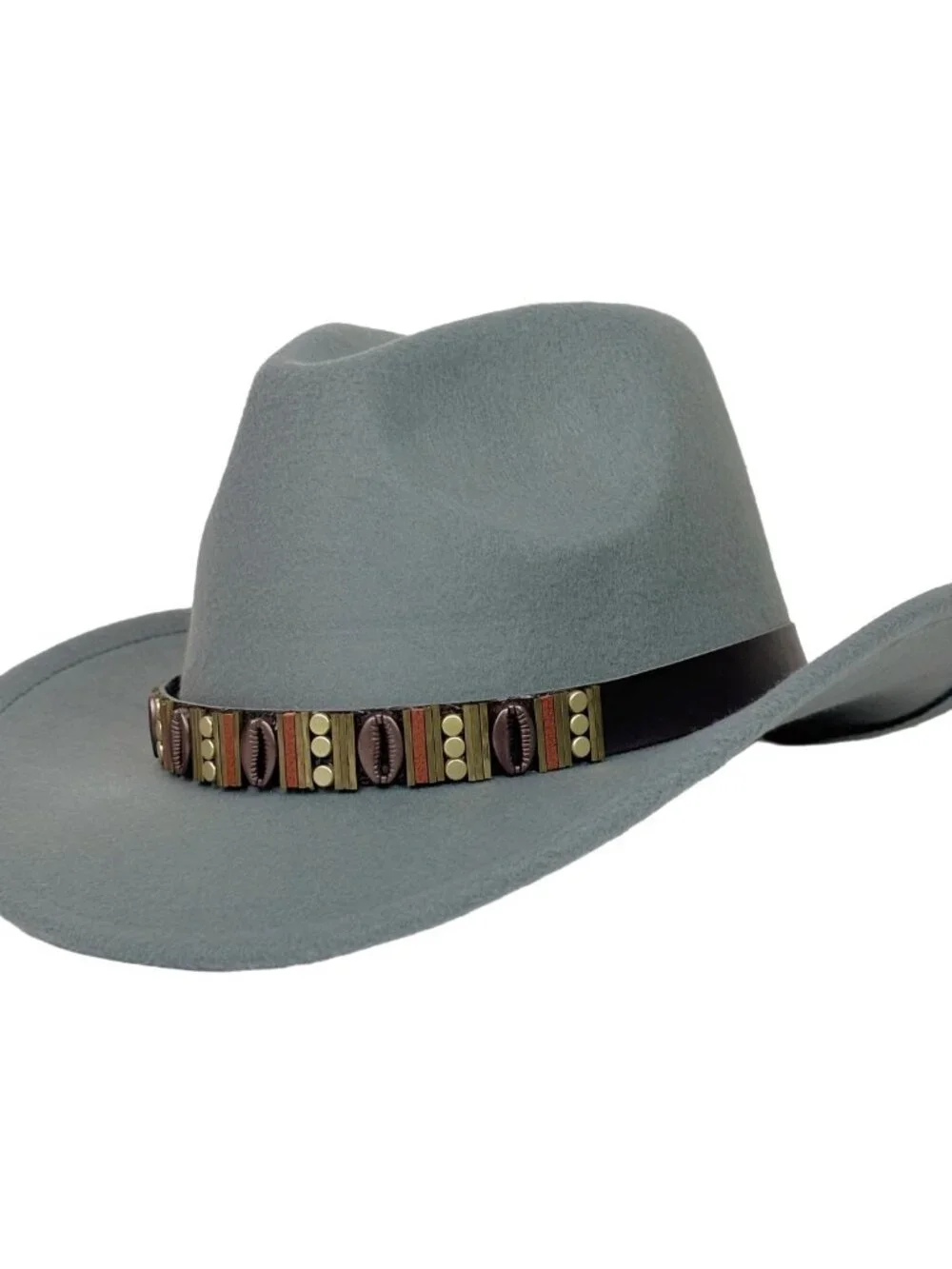 Gray Western Cowboy Hat Wide Brim Ranch Rodeo Cowgirl Festival Boho Costume Hat